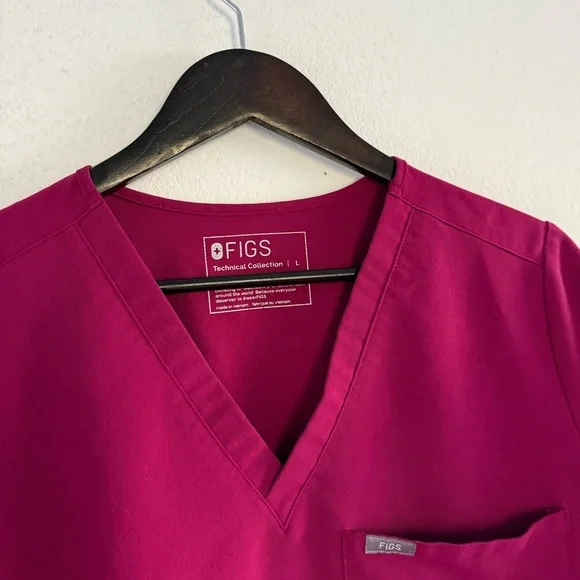 FIGS Catarina One-Pocket Scrub Top Magenta Limited Edition Size Large - Picture 5 of 7